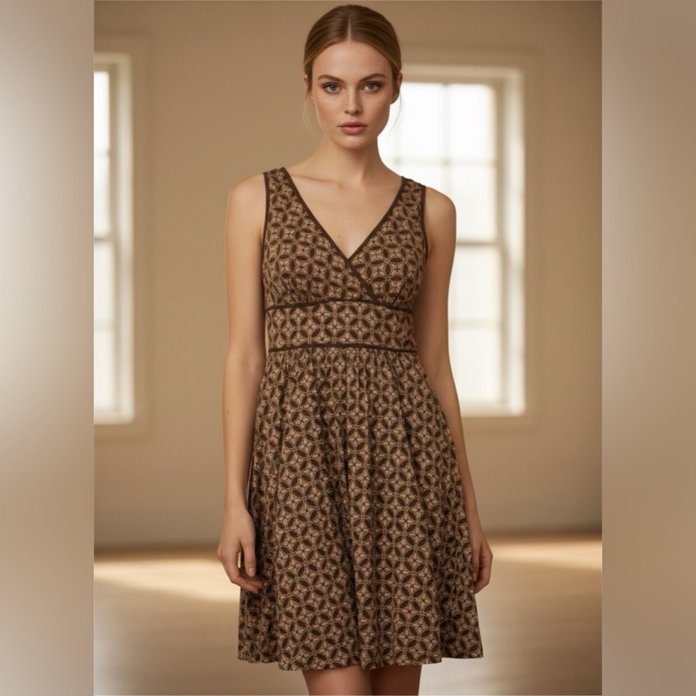 George Elegant Brown Patterned Dress/ Comfy/ Elegant/ Casual